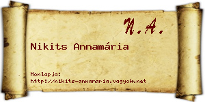 Nikits Annamária névjegykártya
